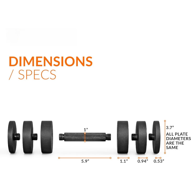 Compact Cast Iron Adjustable Dumbbell