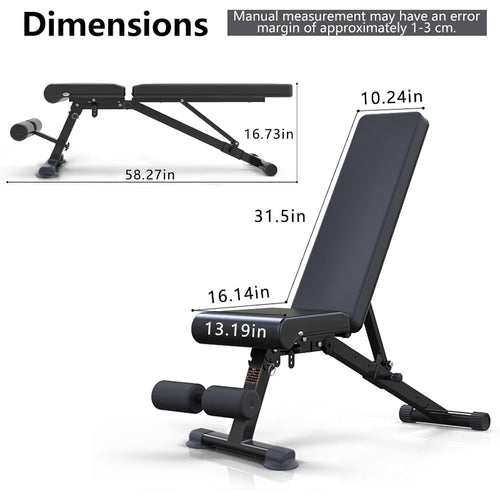 Adjustable Foldable Weight Workout Exercise Bench