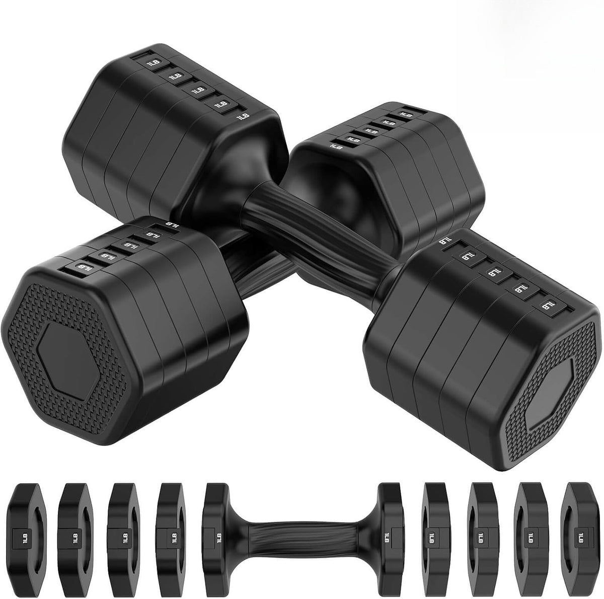 Quick‑Lock Adjustable Dumbbell Weight Set