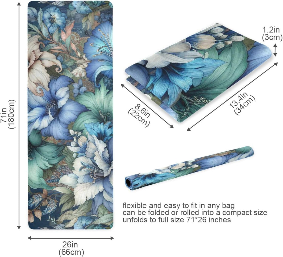 Thick Non‑Slip Floral Yoga Exercise Mat