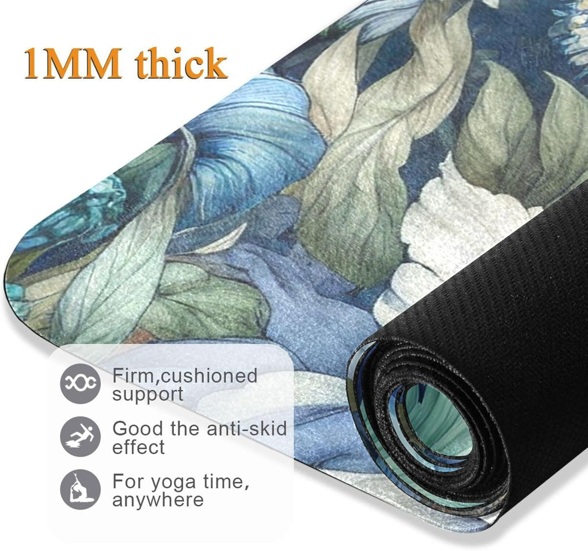 Thick Non‑Slip Floral Yoga Exercise Mat