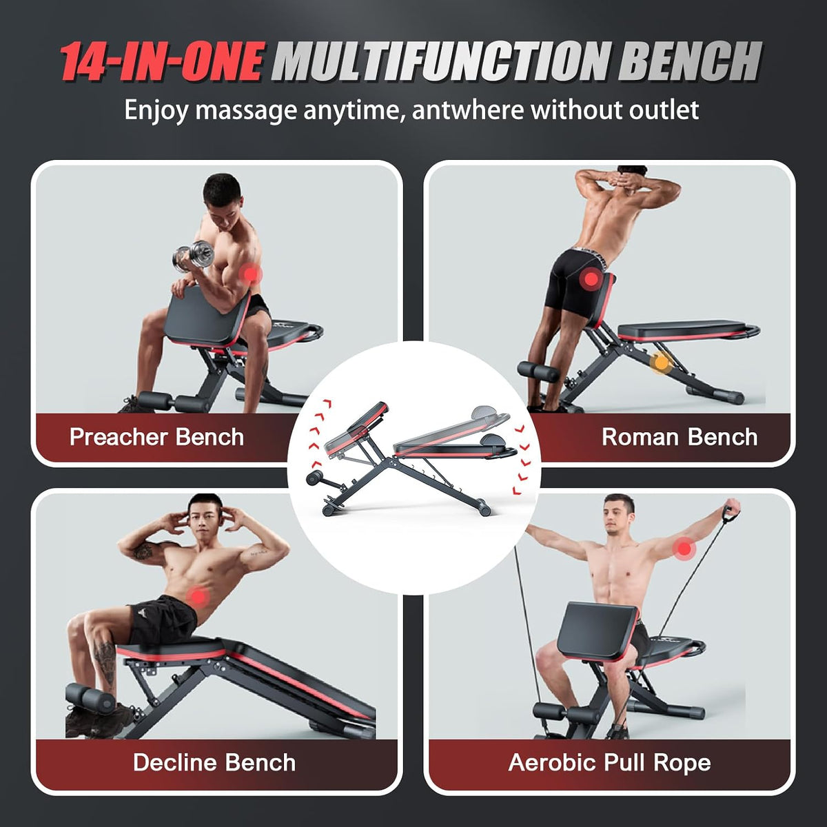Adjustable Foldable Home Gym Workout Bench