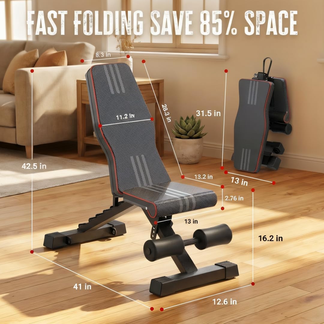 Heavy‑Duty Adjustable Foldable Workout Weight Bench