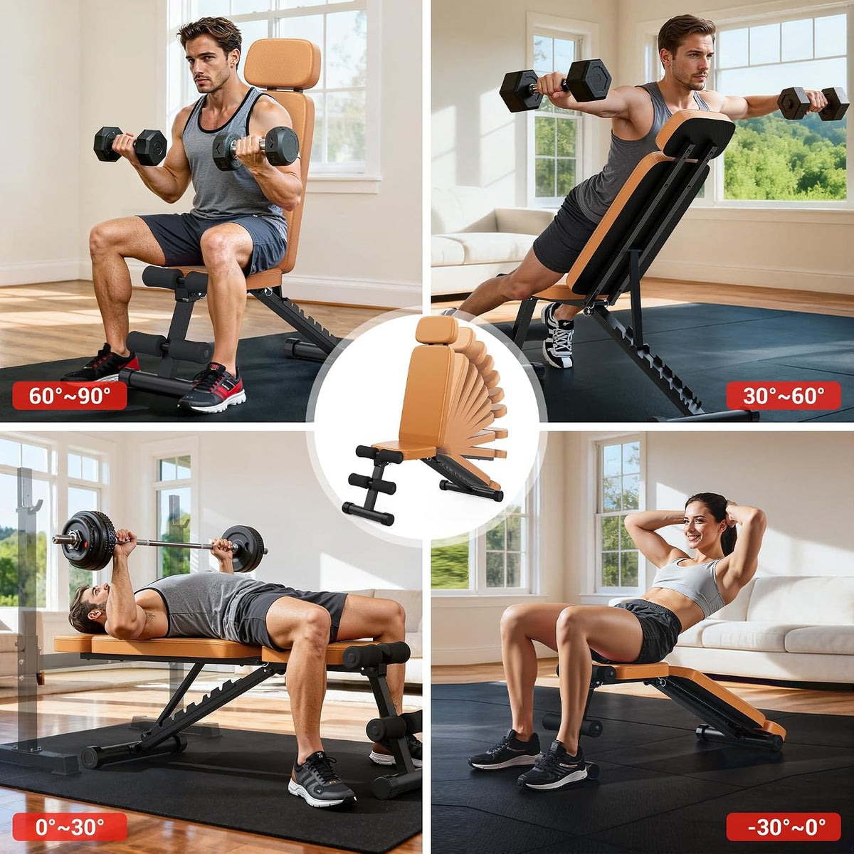 Heavy‑Duty Adjustable Foldable Workout Weight Bench