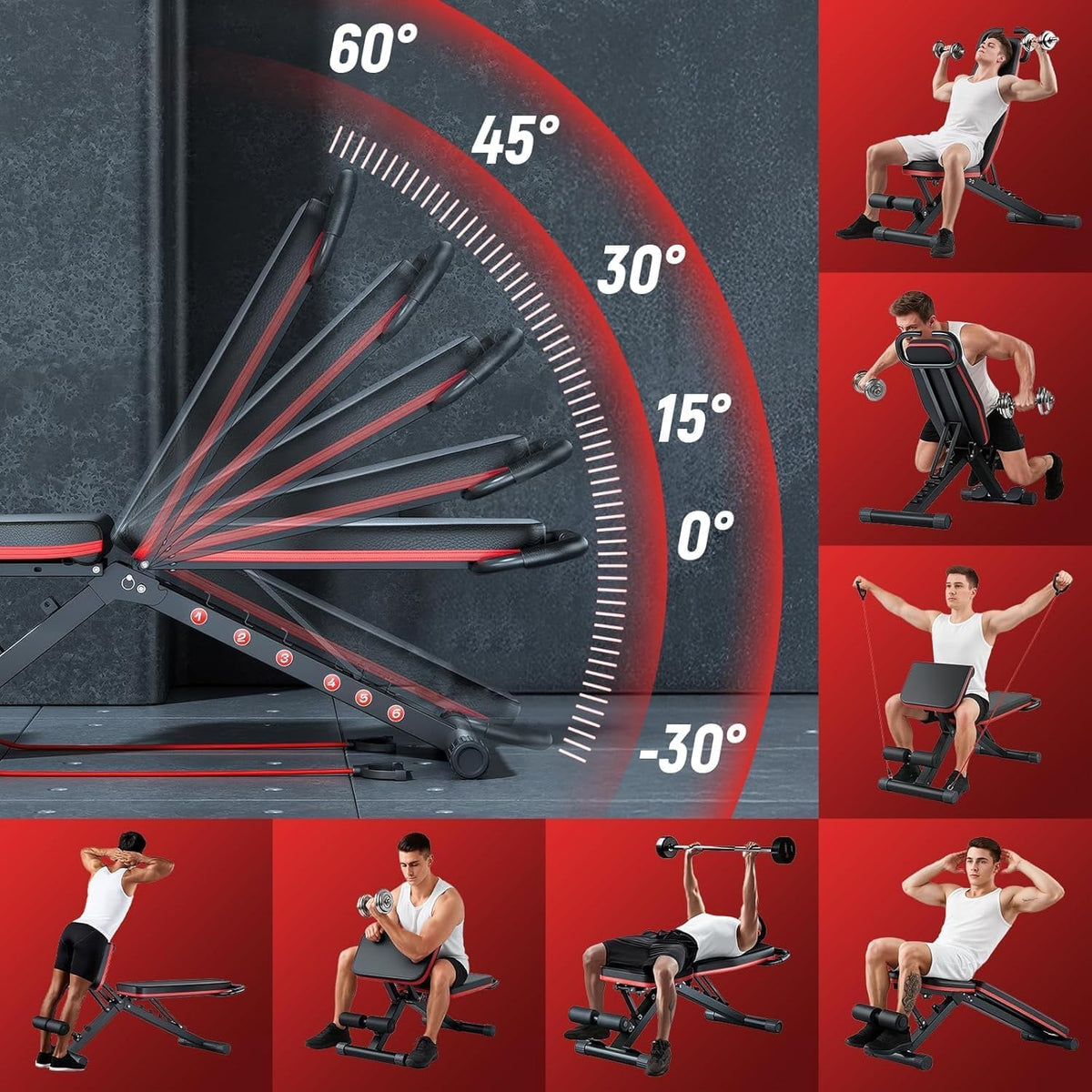 Adjustable Foldable Home Gym Workout Bench