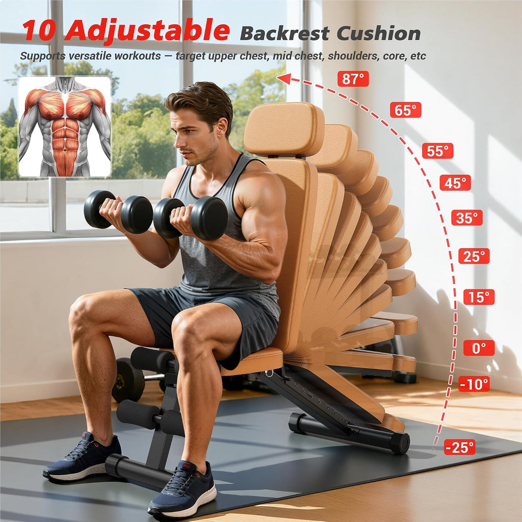Heavy‑Duty Adjustable Foldable Workout Weight Bench