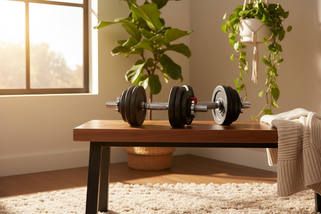 Adjustable dumbbell scene