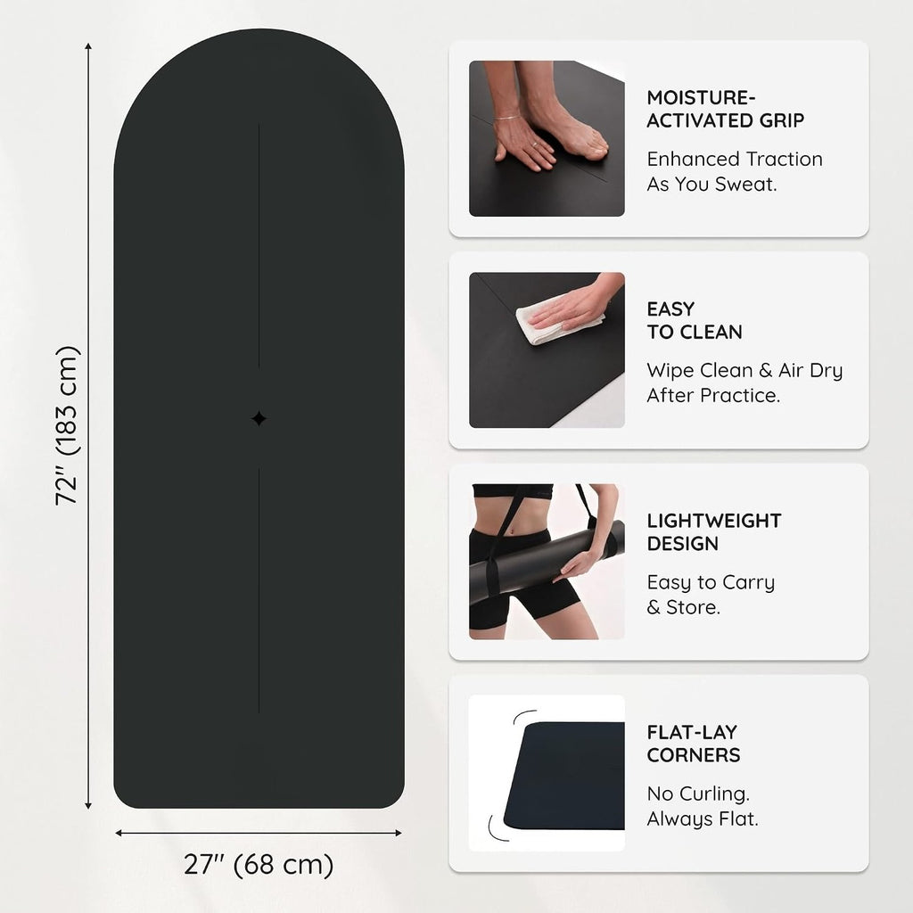 Sweat‑Grip Natural Rubber PU Yoga Mat